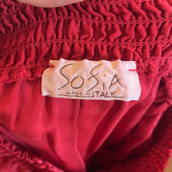 Sofia Made in Italy Red Silk Strapless Dress - Picture 6 of 9